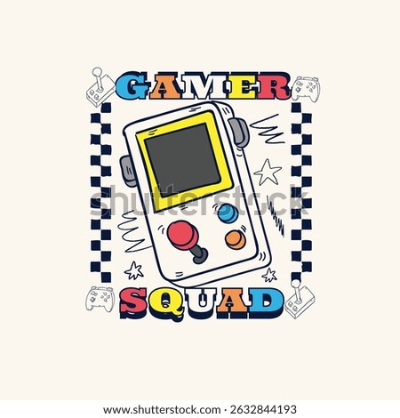Gamer Squad retro video game pad vector graphic design