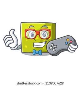 Gamer square mascot cartoon style