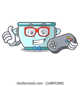 Gamer steel pot mascot cartoon