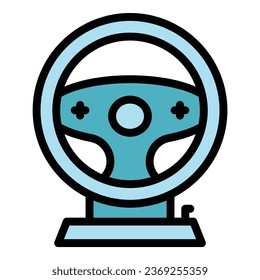 Gamer steering wheel icon outline vector. Sport game. Online challenge color flat