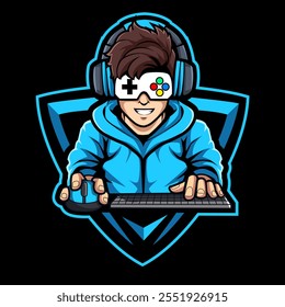 gamer streamer mascot logo vector illustration
