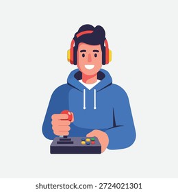 Gamer Streaming with Headset Illustration