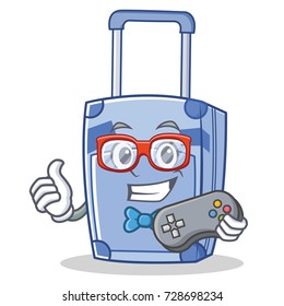 Gamer suitcase character cartoon style