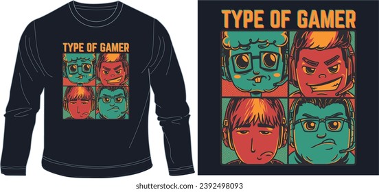 Gamer t shirt graphic design vector illustration \
