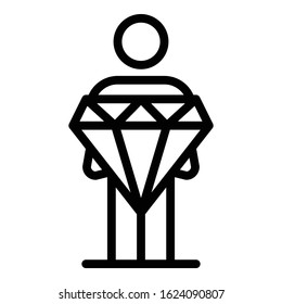 Gamer take diamond prize icon. Outline gamer take diamond prize vector icon for web design isolated on white background