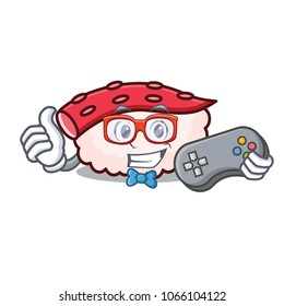 Gamer tako sushi mascot cartoon