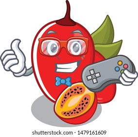 Gamer tamarillo betaceum isolated in the cartoon