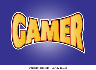 Gamer text 3d lettering design. vintage, retro college, varsity style. modern illustration for t shirt, poster, sweatshirt, sticker, label or other apparel print. typography graphic vector