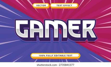 Gamer Text Effect - 3D Chrome Style Editable Text Template for Digital Graphics and Gaming