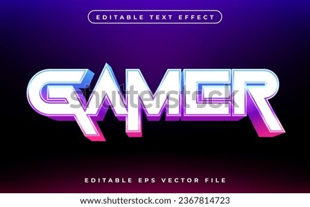 Gamer text effect editable video cover and banner text style, 3d typography template