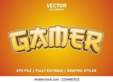 Gamer Text Effect With Orange Color 3d Style.