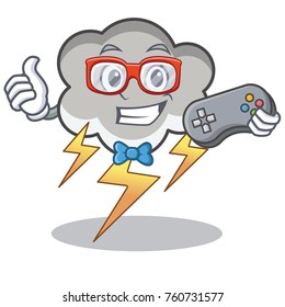 Gamer thunder cloud character cartoon