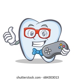 Gamer tooth character cartoon style