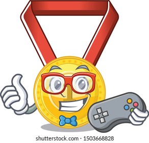 Gamer toy gold medal shaped on mascot