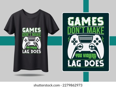 Diseño de camisetas Gamer Ilustración vectorial. Jugadores No te hace un desfase violento si la camiseta Diseña vector, moda, ropa, juegos, retro, juego, video