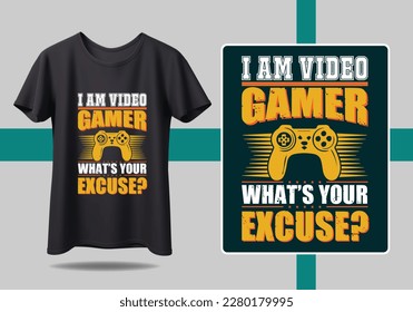 Gamer t-shirt design Vector illustration. I Am not A A Geek I'm A gamer. T shirt Design vector, Trendy, apparel, Gaming, retro, Game, Video