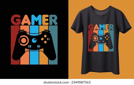 Gamer t-shirt design Vector illustration. Natural Born Gamer Gaming Is My DNA. T shirt Design vector, Trendy, Gaming, Retro, Video, Game.
