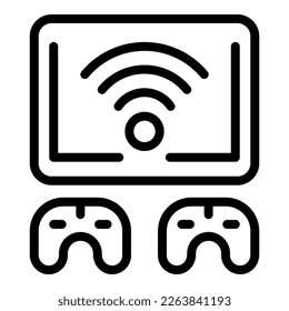 Gamer tv set icon outline vector. Online play. Digital device