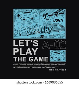 Gamer typography with joystick illustration, tee shirt graphics, vectors