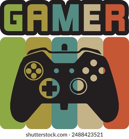 gamer typography t shirt design gaming apparel vector illustration