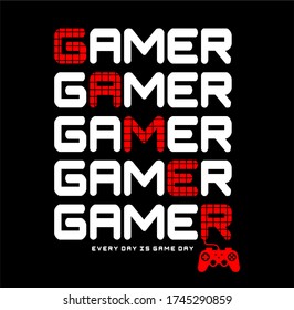 GAMER Typography tee shirt design vector