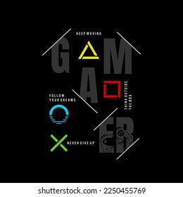  GAMER Typography tee shirt design vector illustration.