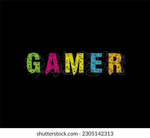 GAMER Typography tee shirt design vector.