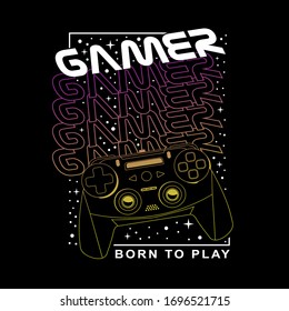 Gamer-Typografie, T-Shirt-Grafik, Vektorillustrationen, handgezeichnete Grafiken 