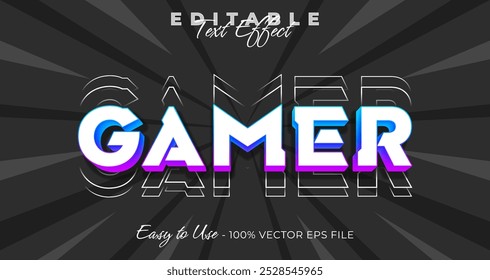 Gamer typography trendy editable text effect