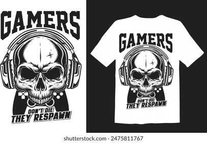 GAMER Typography t-shirt design vector. Vector joysticks gaming controller slogan texts typography vectors video game t-shirt designs.