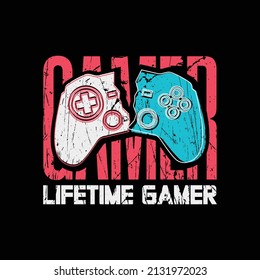 Gamer typography vector t shirt design illustration 