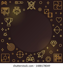 Gamer vector concept golden outline frame or illustration on dark background 