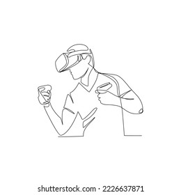 Gamer vector illustration drawn in line art style