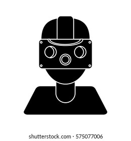 gamer with virtual reality augmented device pictogram