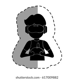 gamer with virtual reality glasses