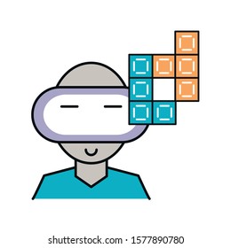 gamer with virtual reality mask vector illustration design