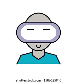 gamer with virtual reality mask vector illustration design