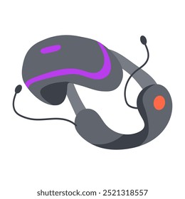 Gamer VR headset in flat design. Virtual reality goggles for video gaming. Vector illustration isolated.