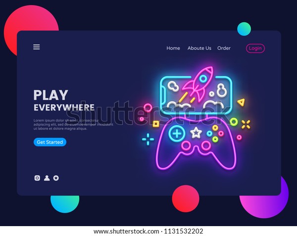 Gamer Website Concept Banner Vector Design Stock Vector (Royalty Free