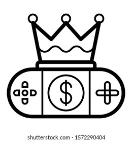 Gamer Winner Sign Concept, King Player Vector Icon Design