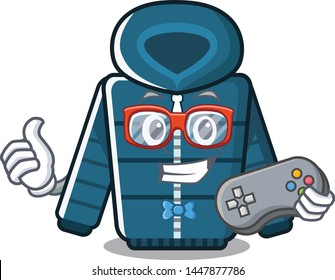 Gamer winter coat isolated with the mascot
