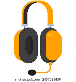 Gamer wireless headphone with microphone vector cartoon illustration isolated on a white background.