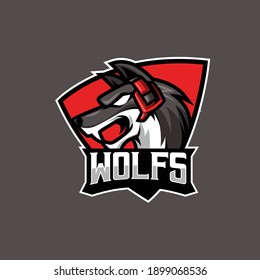 Gamer Wolf Mascot Gaming Esport Logo Template