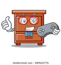 Gamer wooden drawer mascot cartoon
