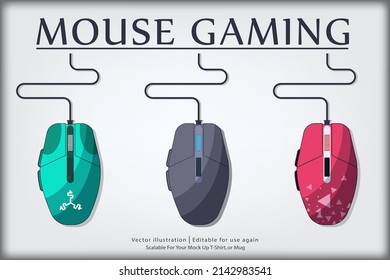 Gamer Workspace Concept, Top View A Gaming Mouse On Table Background. Vector Mouse Gaming, Ilouse Computer Modern