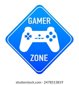 Gamer Zone road sign. Vector illustration.