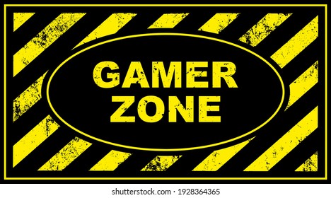 gamer zone sign on white background