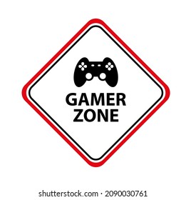 gamer zone sign on white background	