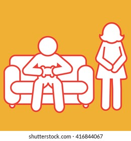 Gamerone the couch/sofa neglecting his spouse & continues to play his game