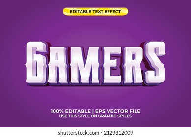 Gamers 3d text effect with vintage and modern theme. purple typography template for game or film tittle. svg